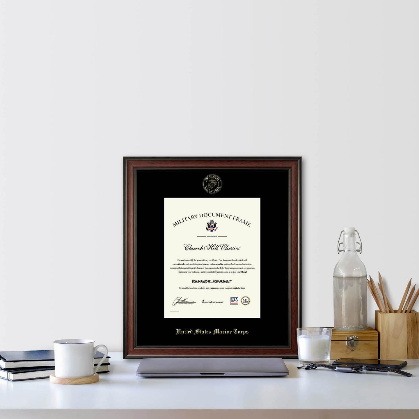 United States Marine Corps Gold Embossed Studio Certificate Frame (Vertical)