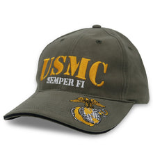 Load image into Gallery viewer, USMC Semper Fi Low Profile Hat (OD Green)