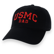 Load image into Gallery viewer, USMC Dad Relaxed Twill Hat (Black/Red)