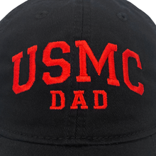 Load image into Gallery viewer, USMC Dad Relaxed Twill Hat (Black/Red)