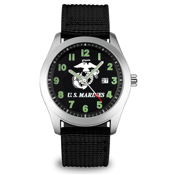 U.S. Marines Black Strap Field Watch (Black) – Marines Gear