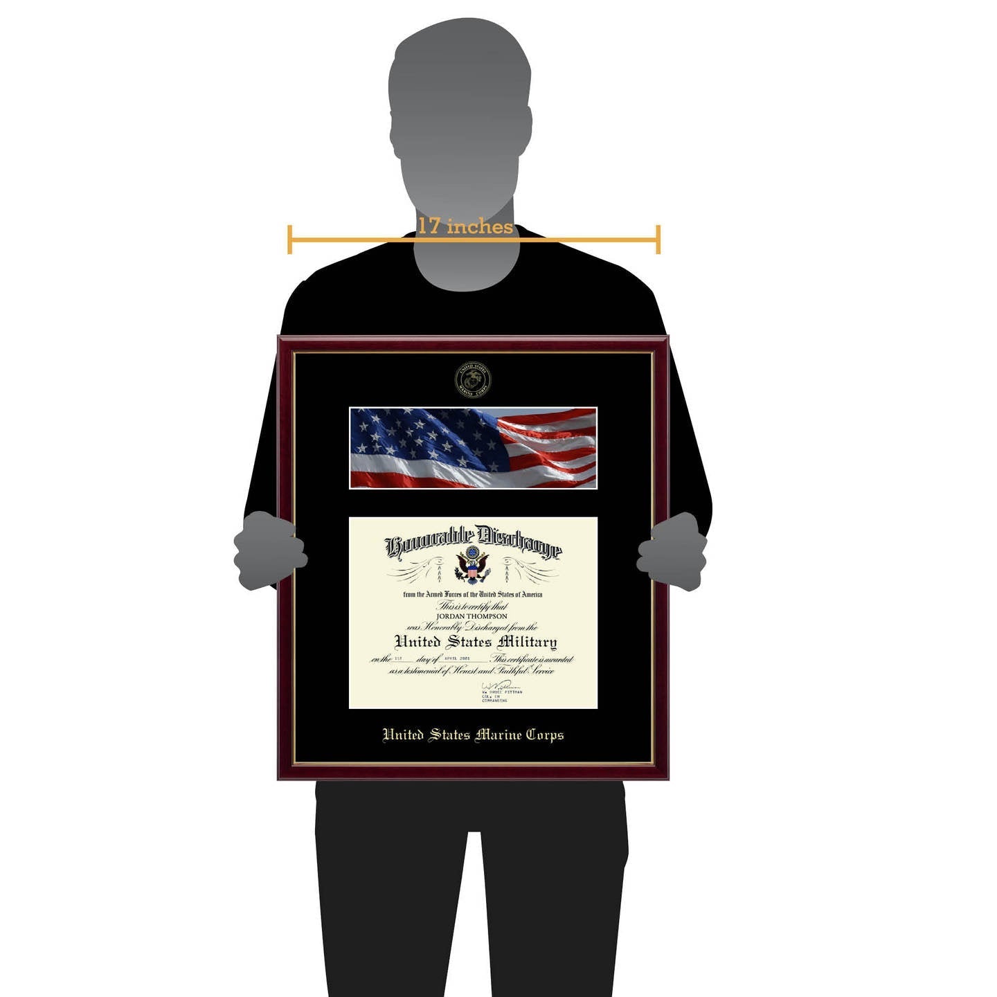 United State Marine Corps Photo and Honorable Discharge Certificate Frame (Horizontal)