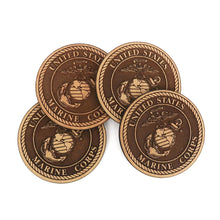 Load image into Gallery viewer, United States Marine Corps Wood Coasters (Set of 4)