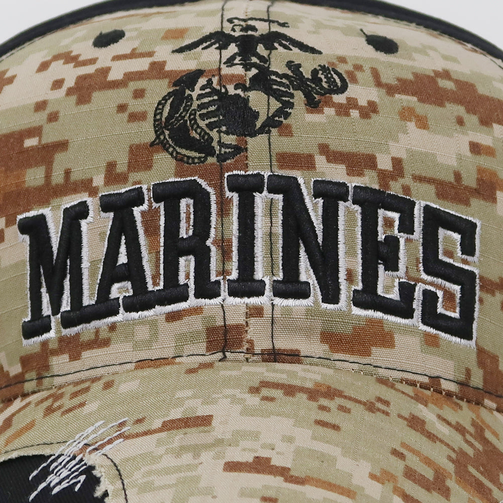 Marines EGA Distressed Camo Front Hat