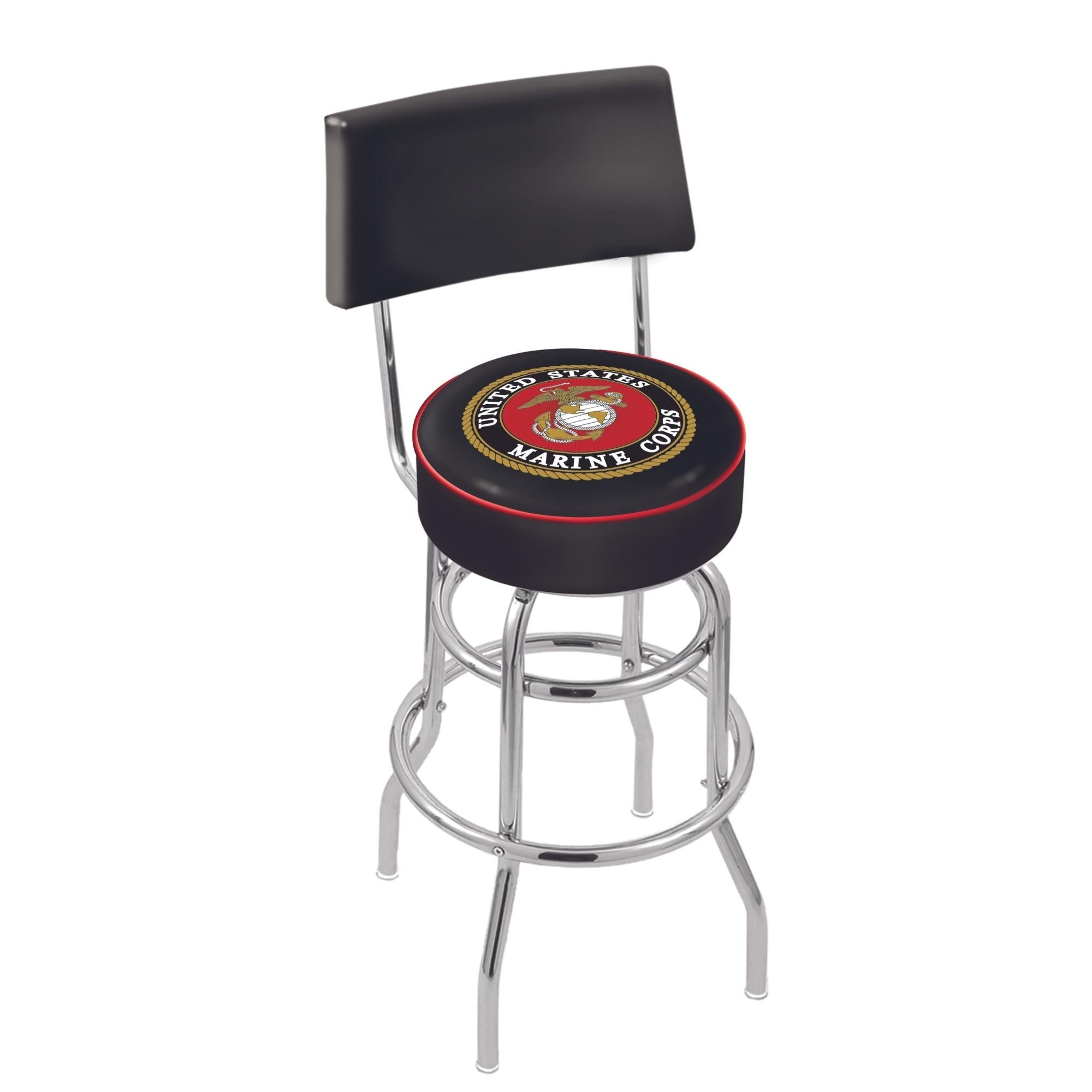 Marines EGA Stool with Back (Chrome Finish)