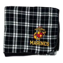 Load image into Gallery viewer, Marines EGA Premium Flannel Blanket (Black/White)