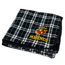 Load image into Gallery viewer, Marines EGA Premium Flannel Blanket (Black/White)