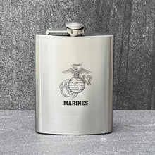 Load image into Gallery viewer, Marines EGA 8oz Pocket Stainless Steel Canteen