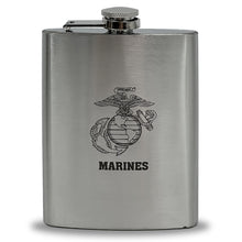 Load image into Gallery viewer, Marines EGA 8oz Pocket Stainless Steel Canteen
