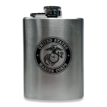 Load image into Gallery viewer, Marines EGA 4oz Pocket Stainless Steel Canteen