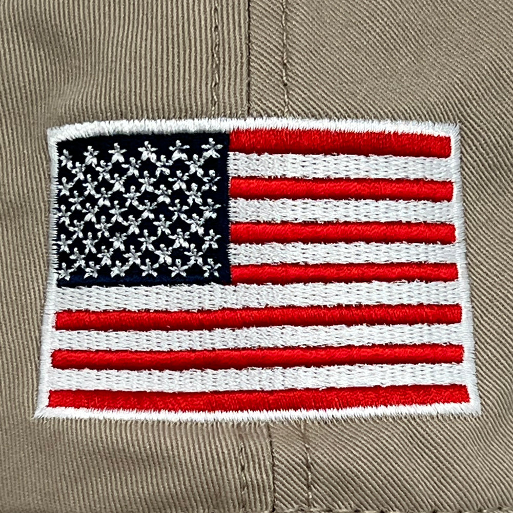 American Flag Relaxed Fit Hat (Khaki)