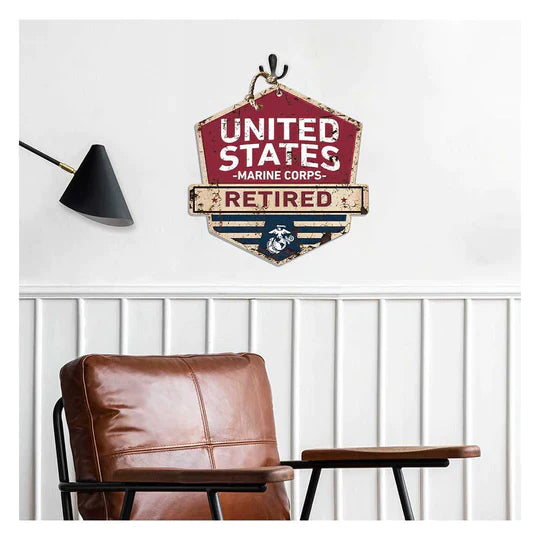 Rustic Badge Retired Sign Marines*