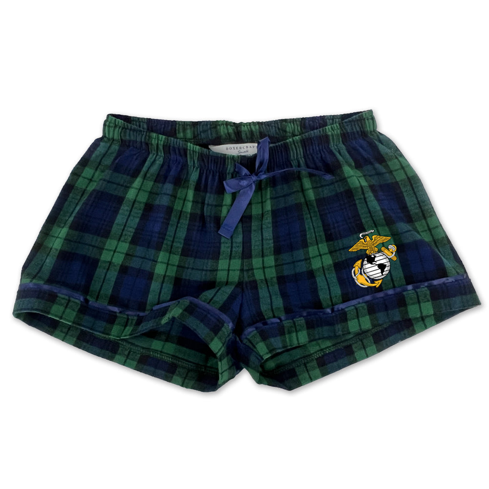 Marines Ladies EGA Logo Flannel Shorts (Blackwatch)