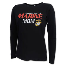 Load image into Gallery viewer, Ladies United States Marine Mom Long Sleeve T-Shirt (Black)