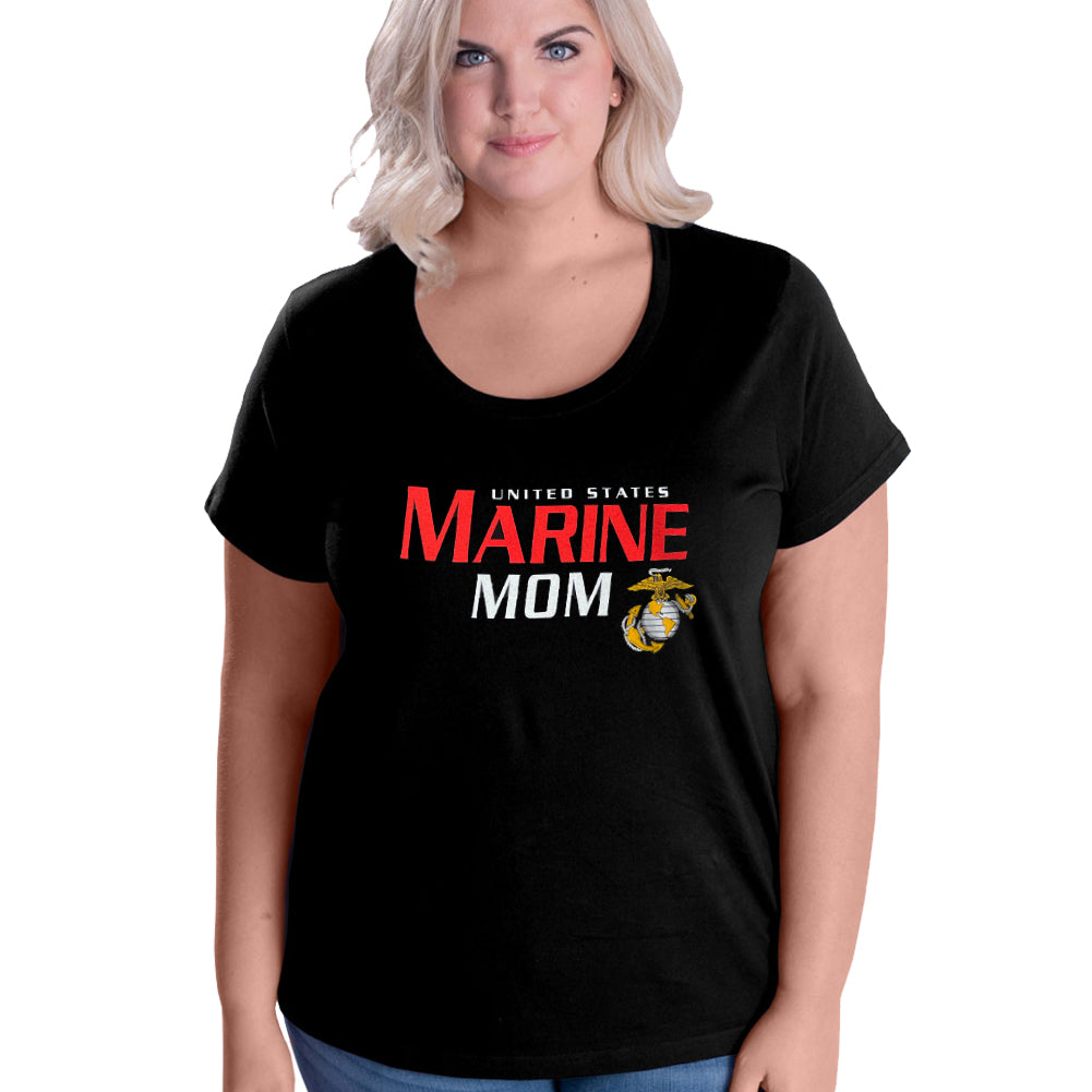 Ladies United States Marine Mom T-Shirt (Black)