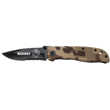 Load image into Gallery viewer, Marines Folding Lock Back Knife (Brown Camo)