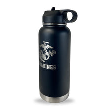 Load image into Gallery viewer, Marines EGA Stainless Steel Laser Etched 32oz Water Bottle (Black)