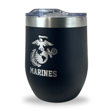 Load image into Gallery viewer, Marines EGA Stainless Steel Laser Etched 16oz Cooler (Black)