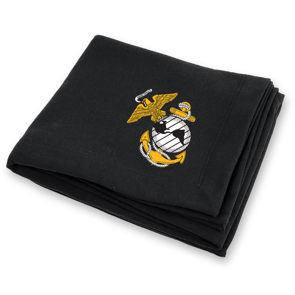 Marines EGA DryBlend Fleece Stadium Blanket (Black)