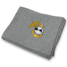 Load image into Gallery viewer, Marines EGA  DryBlend Fleece Stadium Blanket (Grey)