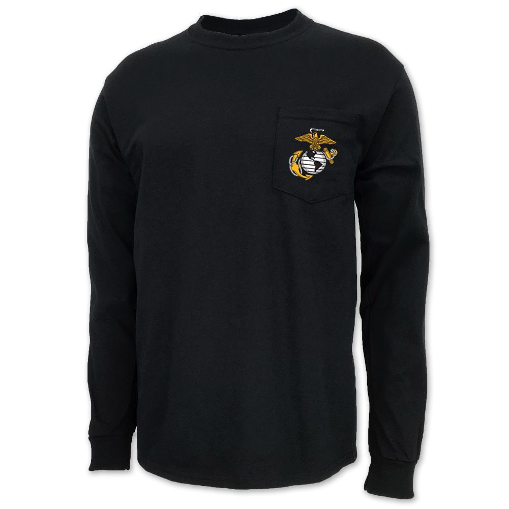 USMC EGA Logo Pocket Long Sleeve T-Shirt