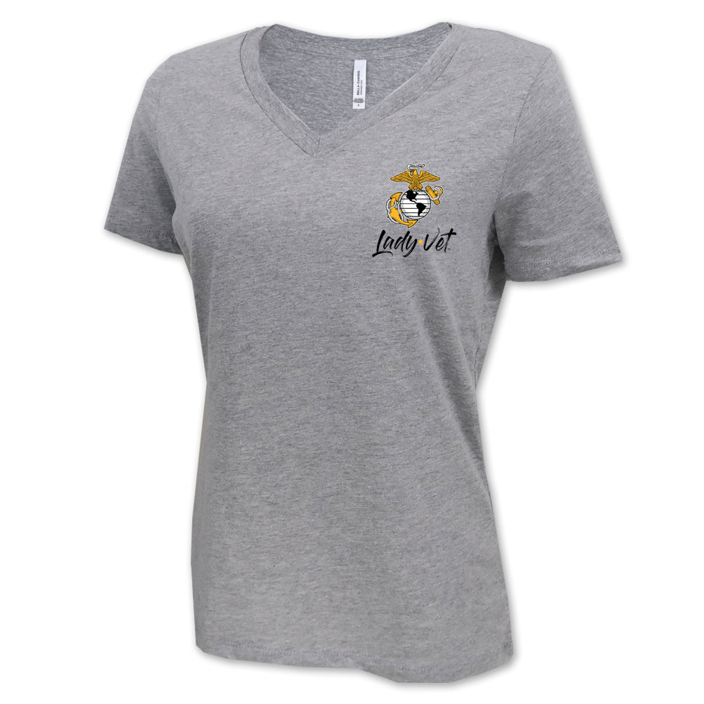 Marines Lady Vet Left Chest Logo V-Neck T-Shirt