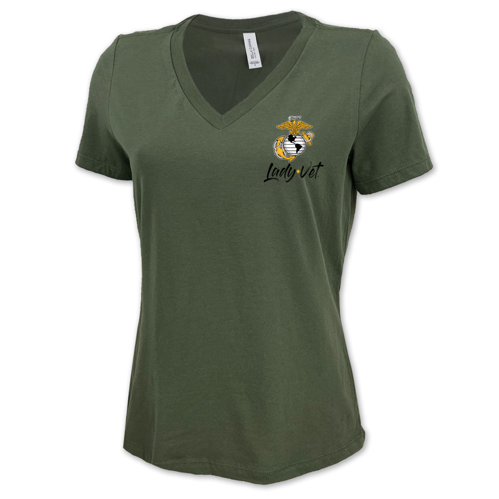 Marines Lady Vet Left Chest Logo V-Neck T-Shirt