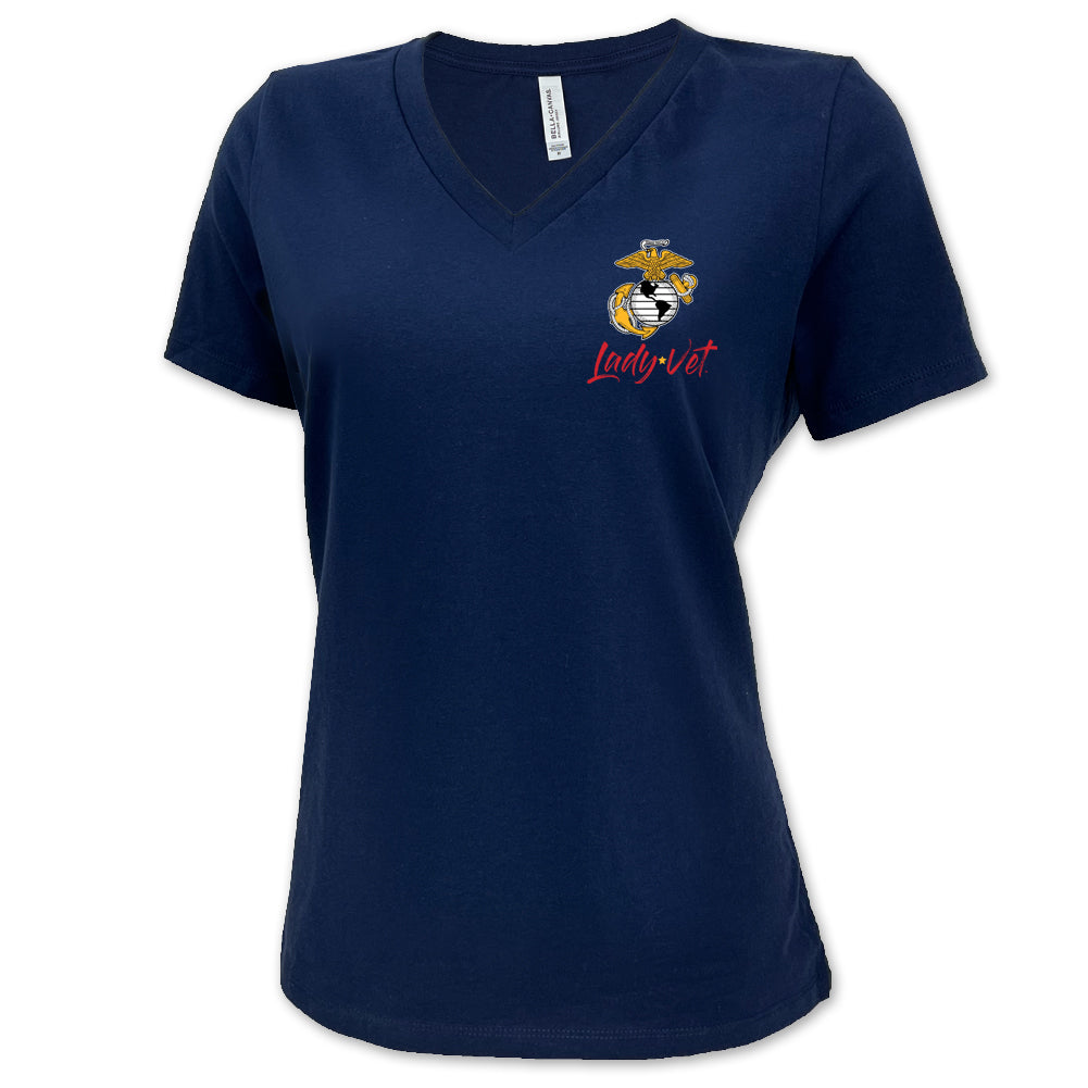 Marines Lady Vet Left Chest Logo V-Neck T-Shirt