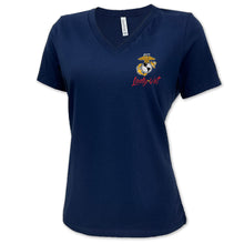 Load image into Gallery viewer, Marines Lady Vet Left Chest Logo V-Neck T-Shirt