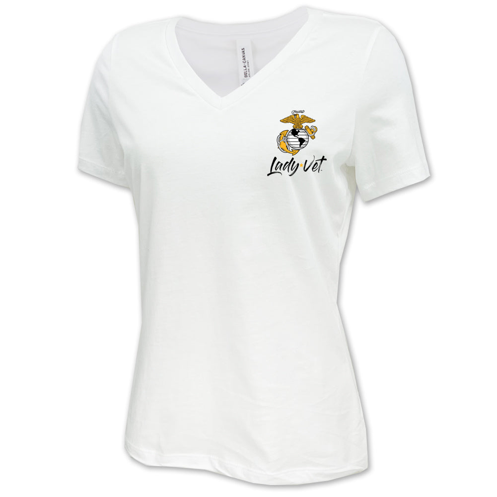 Marines Lady Vet Left Chest Logo V-Neck T-Shirt