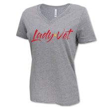 Load image into Gallery viewer, Marines Lady Vet Full Chest Logo V-Neck T-Shirt