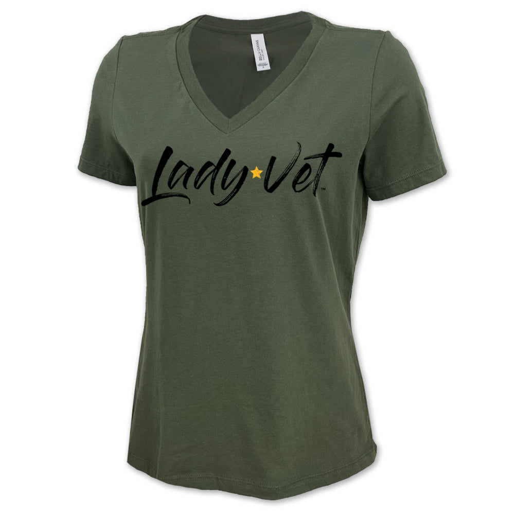 Marines Lady Vet Full Chest Logo V-Neck T-Shirt