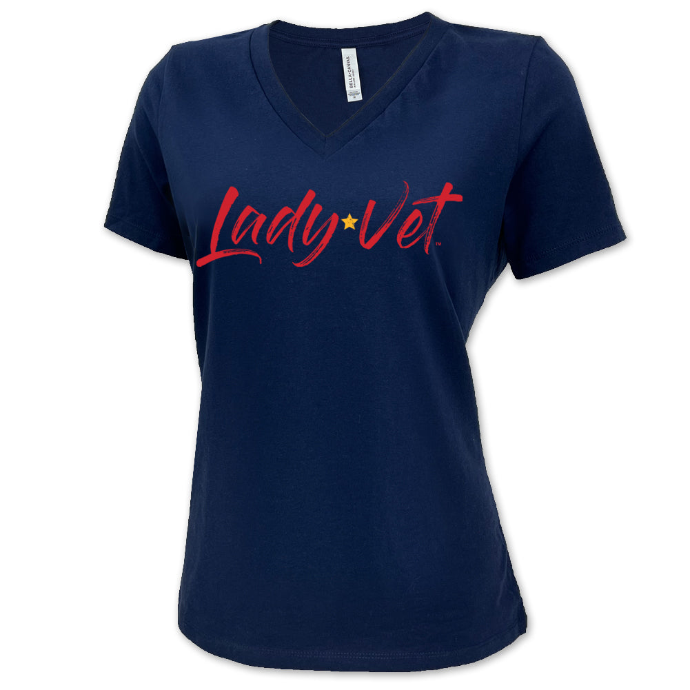 Marines Lady Vet Full Chest Logo V-Neck T-Shirt