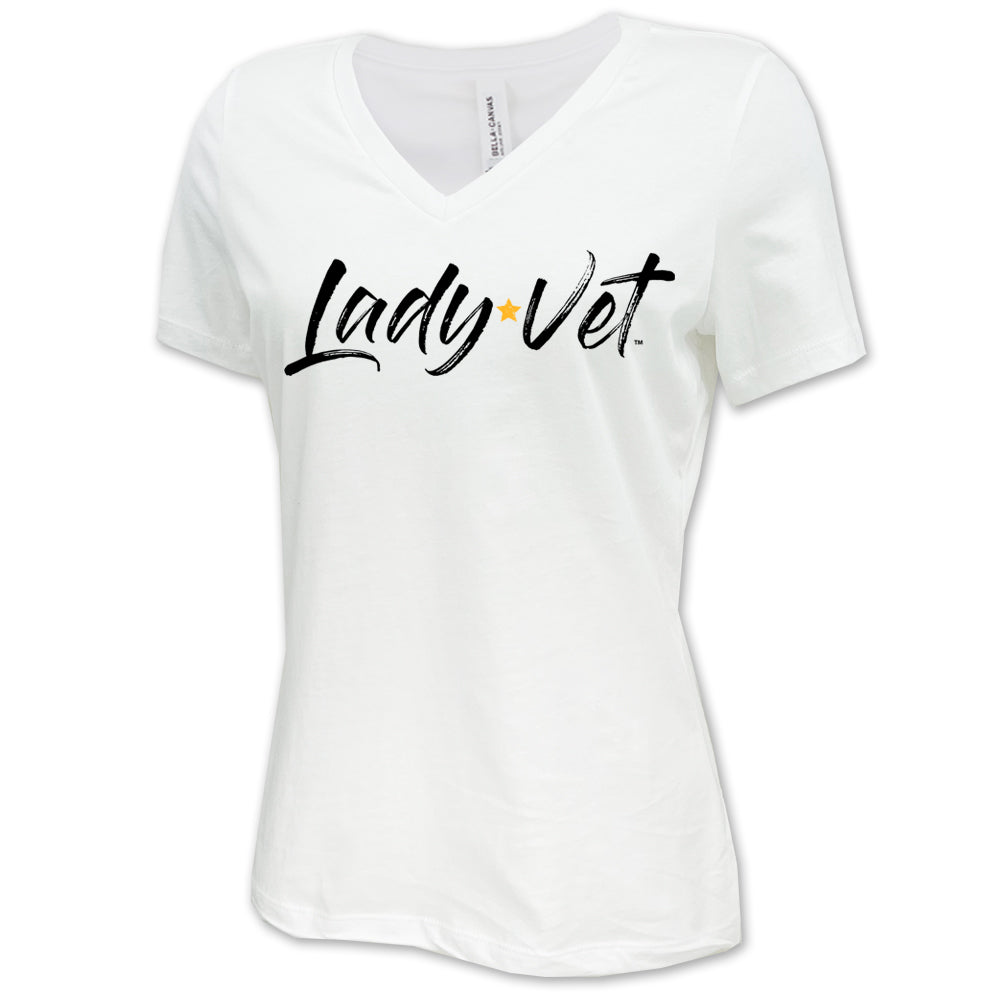 Marines Lady Vet Full Chest Logo V-Neck T-Shirt