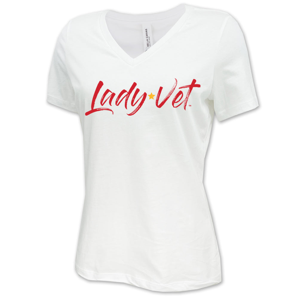 Marines Lady Vet Full Chest Logo V-Neck T-Shirt