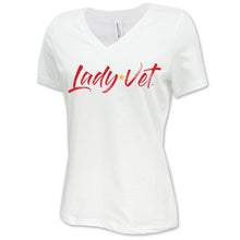 Load image into Gallery viewer, Marines Lady Vet Full Chest Logo V-Neck T-Shirt