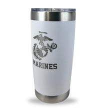 Load image into Gallery viewer, Marines EGA Stainless Steel Laser Etched 20oz Tumbler (White)