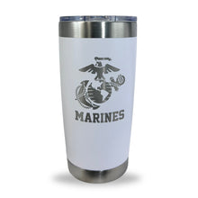 Load image into Gallery viewer, Marines EGA Stainless Steel Laser Etched 20oz Tumbler (White)