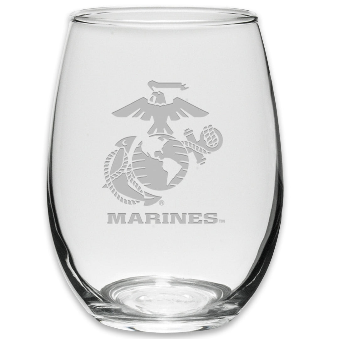 Marines EGA Set of Two 21oz Stemless Wine Glasses (Clear)*