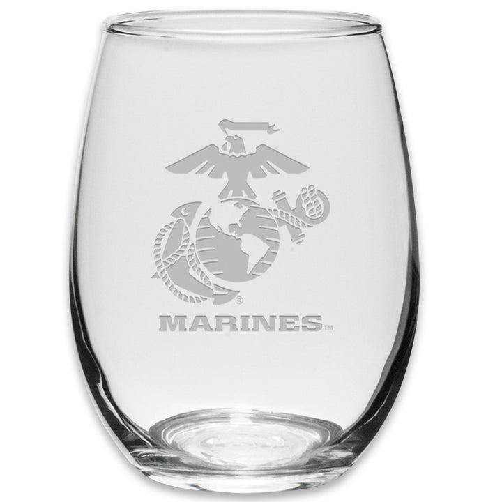 Marines EGA Set of Two 21oz Stemless Wine Glasses (Clear)*
