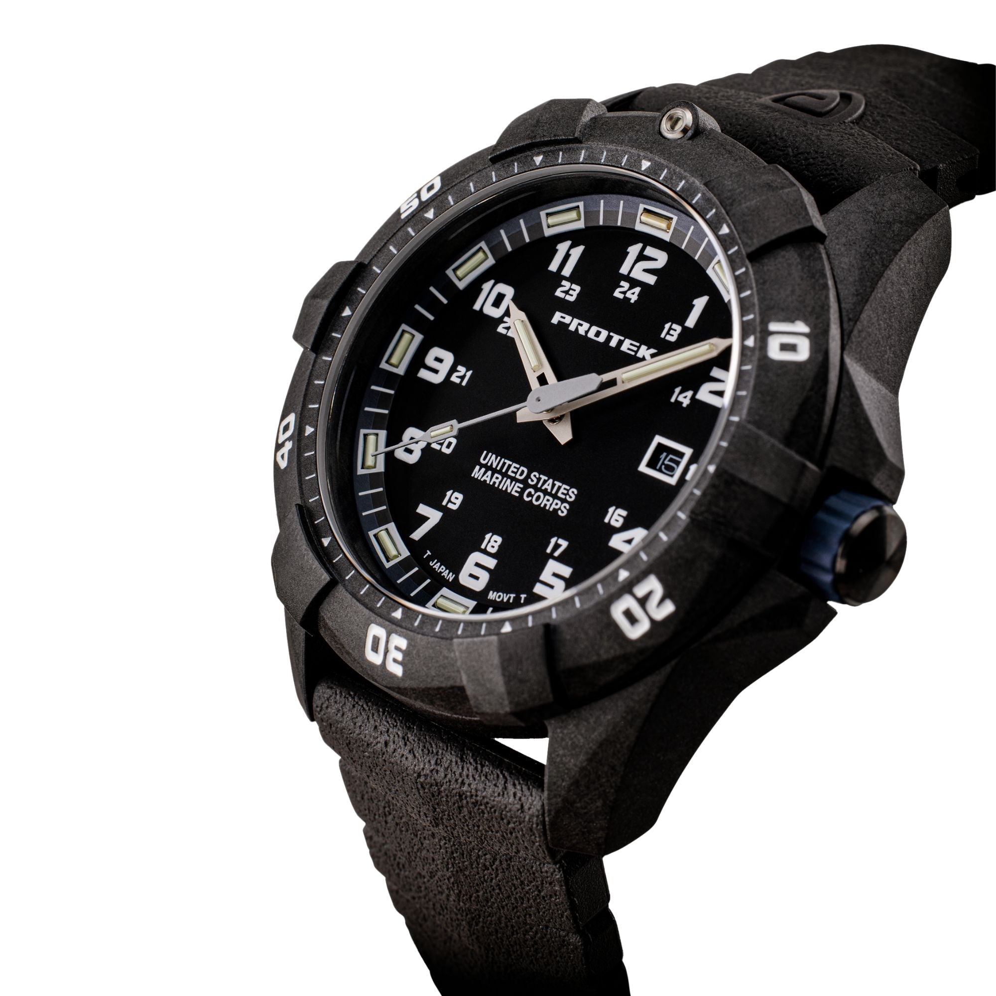 ProTek USMC Carbon Composite Dive Watch - Carbon/Black/Blue (Black Band)
