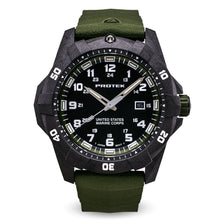 Load image into Gallery viewer, ProTek USMC Carbon Composite Dive Watch - Carbon/Black/Green (Green Band)