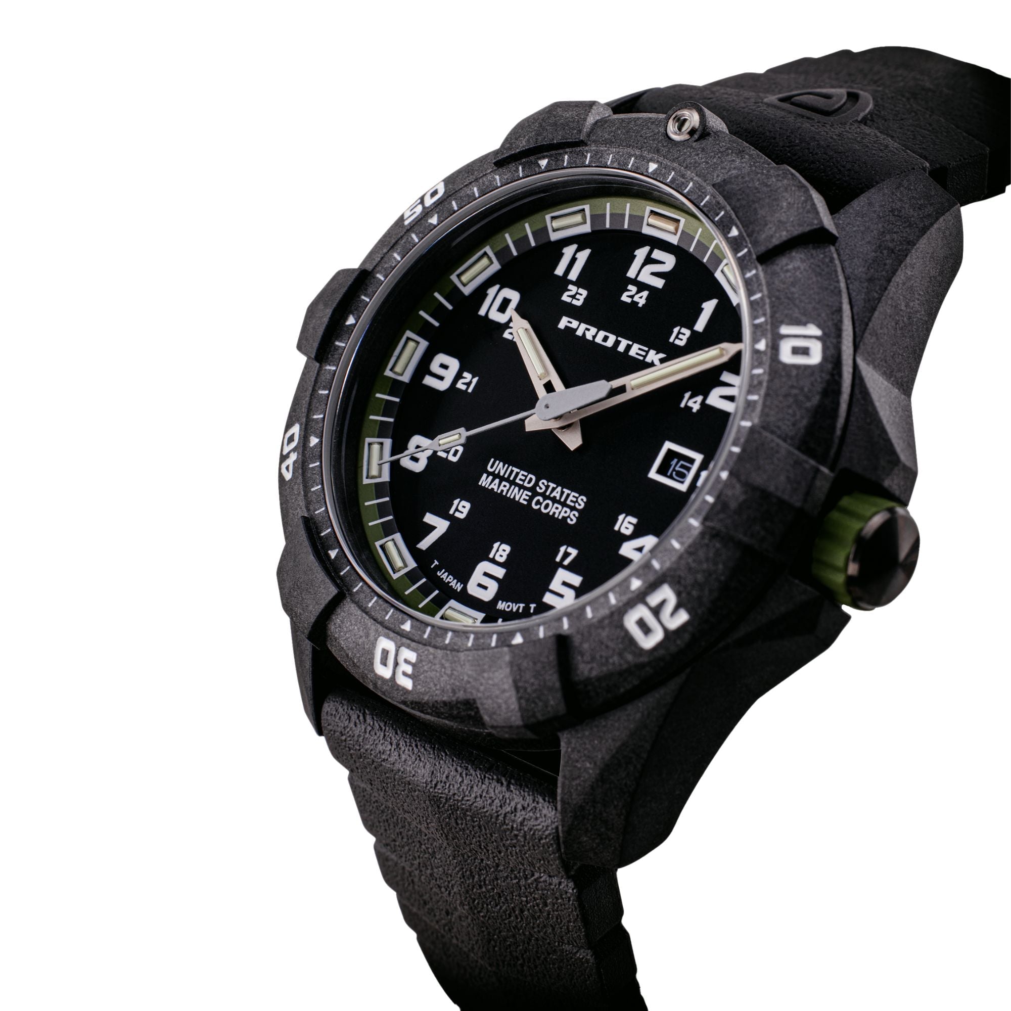 ProTek USMC Carbon Composite Dive Watch - Carbon/Black/Green (Black Band)