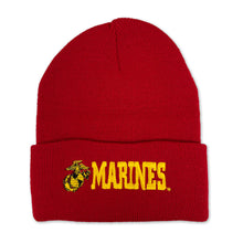 Load image into Gallery viewer, Marines EGA Emblem Cuffed Knit Beanie (Red)