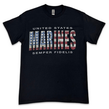 Load image into Gallery viewer, United States Marines Flag T-Shirt (Black)