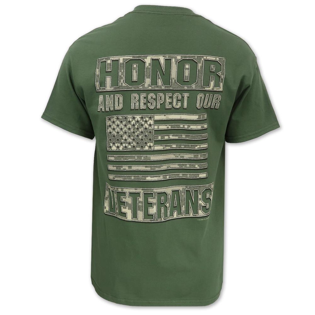 Honor And Respect Our Veterans Camo T-Shirt (OD Green)