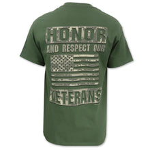 Load image into Gallery viewer, Honor And Respect Our Veterans Camo T-Shirt (OD Green)