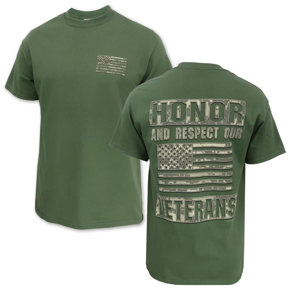 Honor And Respect Our Veterans Camo T-Shirt (OD Green)
