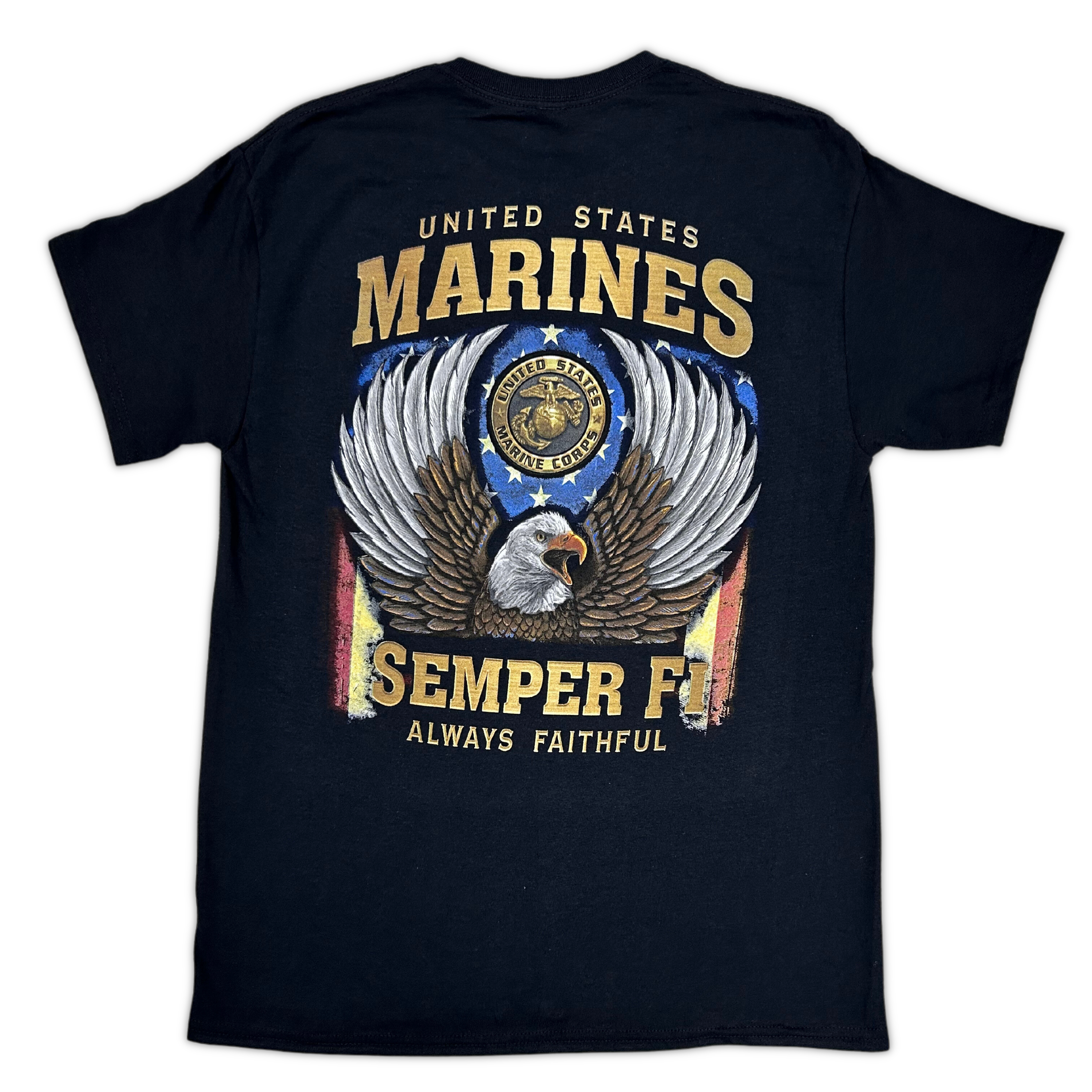 Marines Gold Eagle Semper Fi T-Shirt (Black)