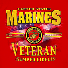 Load image into Gallery viewer, Marines Veteran Star Band T-Shirt (Red)